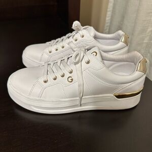 G by Guess White and Gold Women's Sneakers